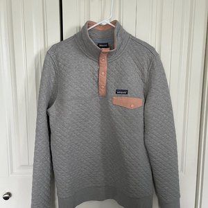 Women's Organic Cotton Quilt Snap-T Pullover Drifter Grey with Scotch Pink